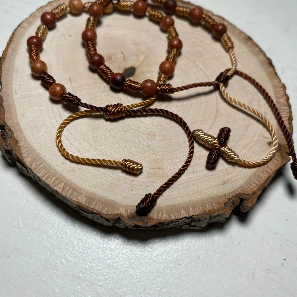 Brown wooden beaded rosary